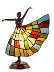 Art Deco Dancer Figurines Tiffany Stained Glass Accent Lamp