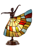 Art Deco Dancer Figurines Tiffany Stained Glass Accent Lamp