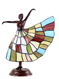 Art Deco Dancer Figurines Tiffany Stained Glass Accent Lamp