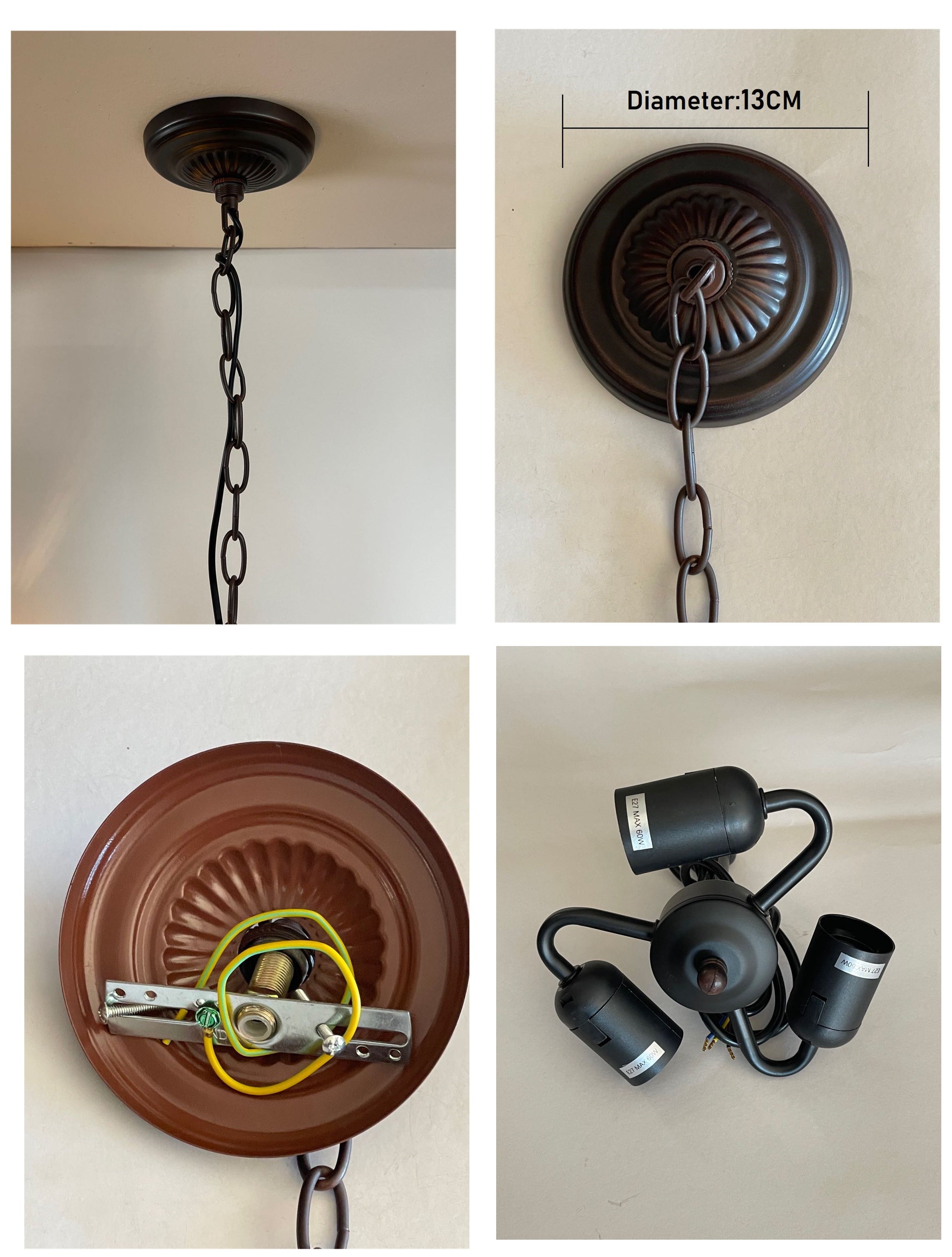 3-Bulb Light Fitting  for 20" -24" Wide Tiffany Pendant lamp shade