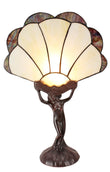 Art Deco Lady Figurines Tiffany Stained Glass Accent Lamp