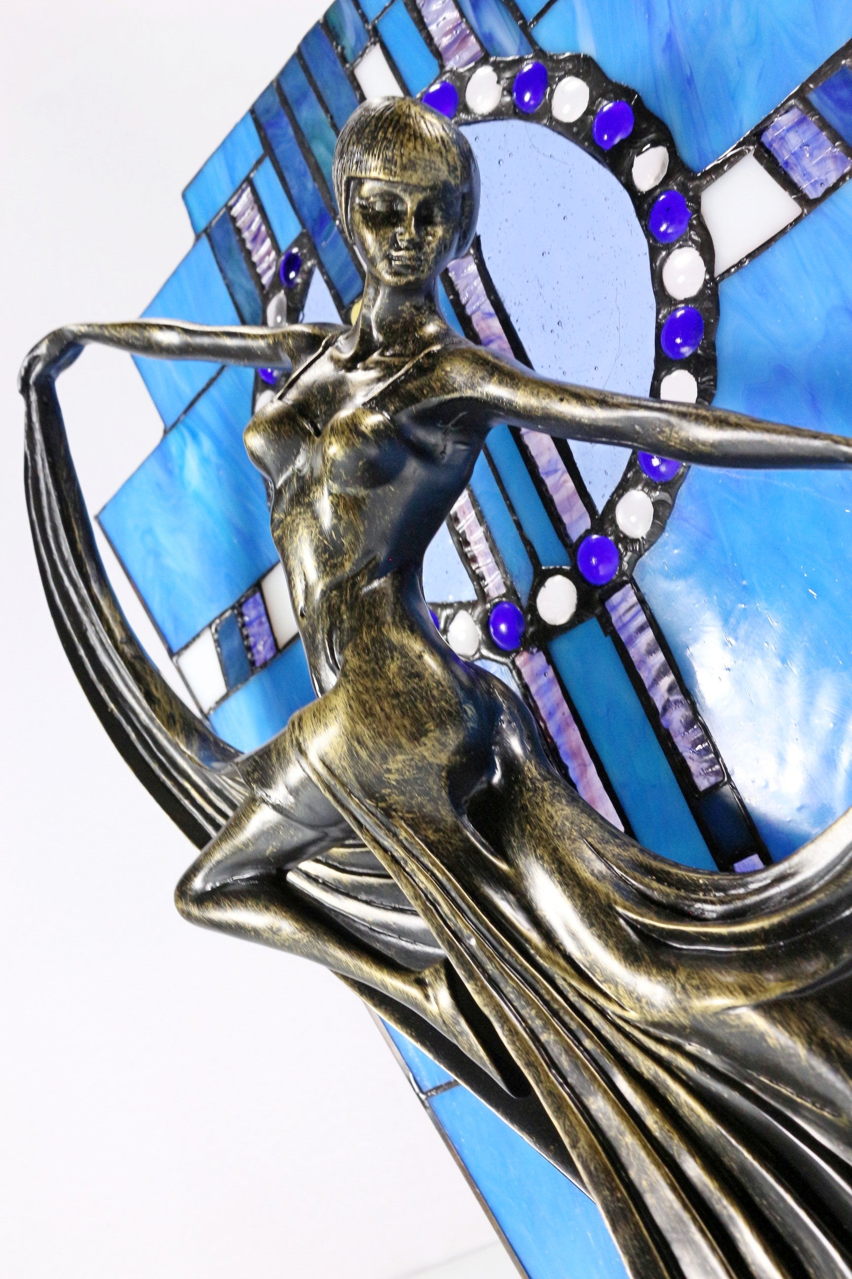 Amazing Art Deco Stunning Dancer Figurines Tiffany Stained Glass  Lamp