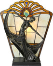 Art Deco Dancer Figurines Tiffany Stained Glass Accent Lamp
