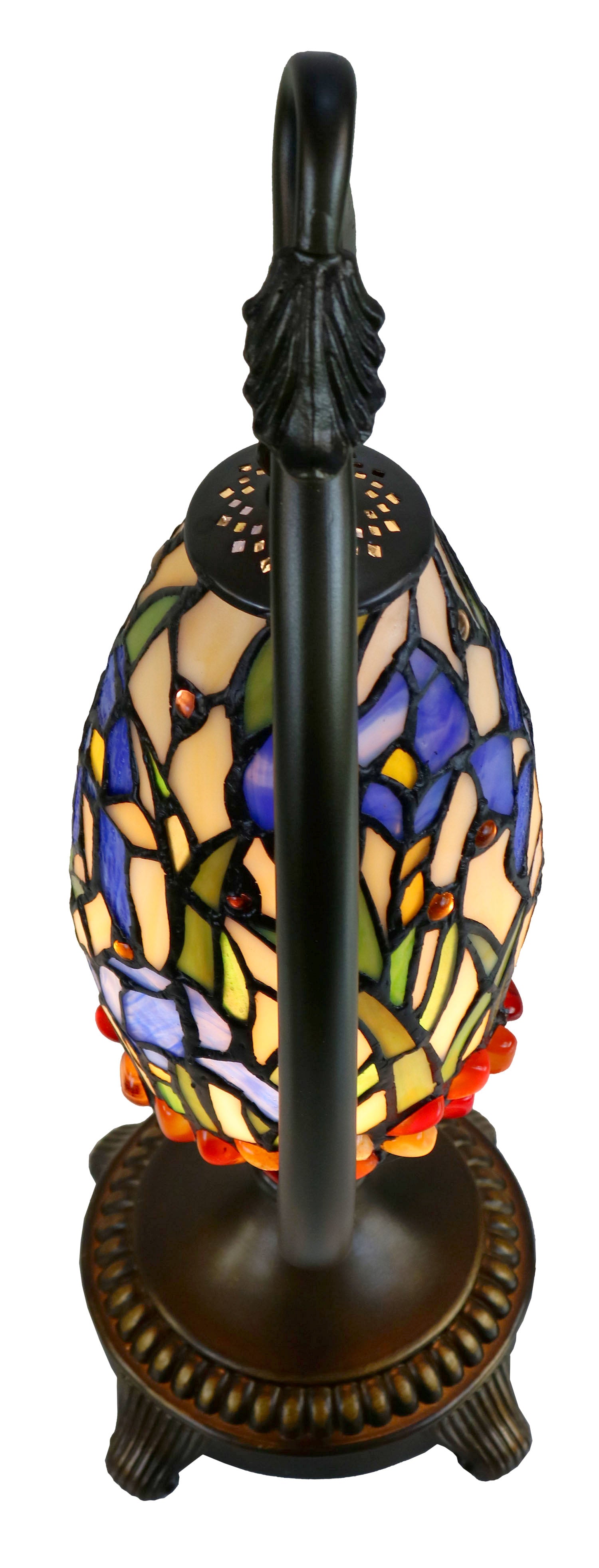 Flower Irises Tiffany Accent Table Lamp With Swan Neck Base