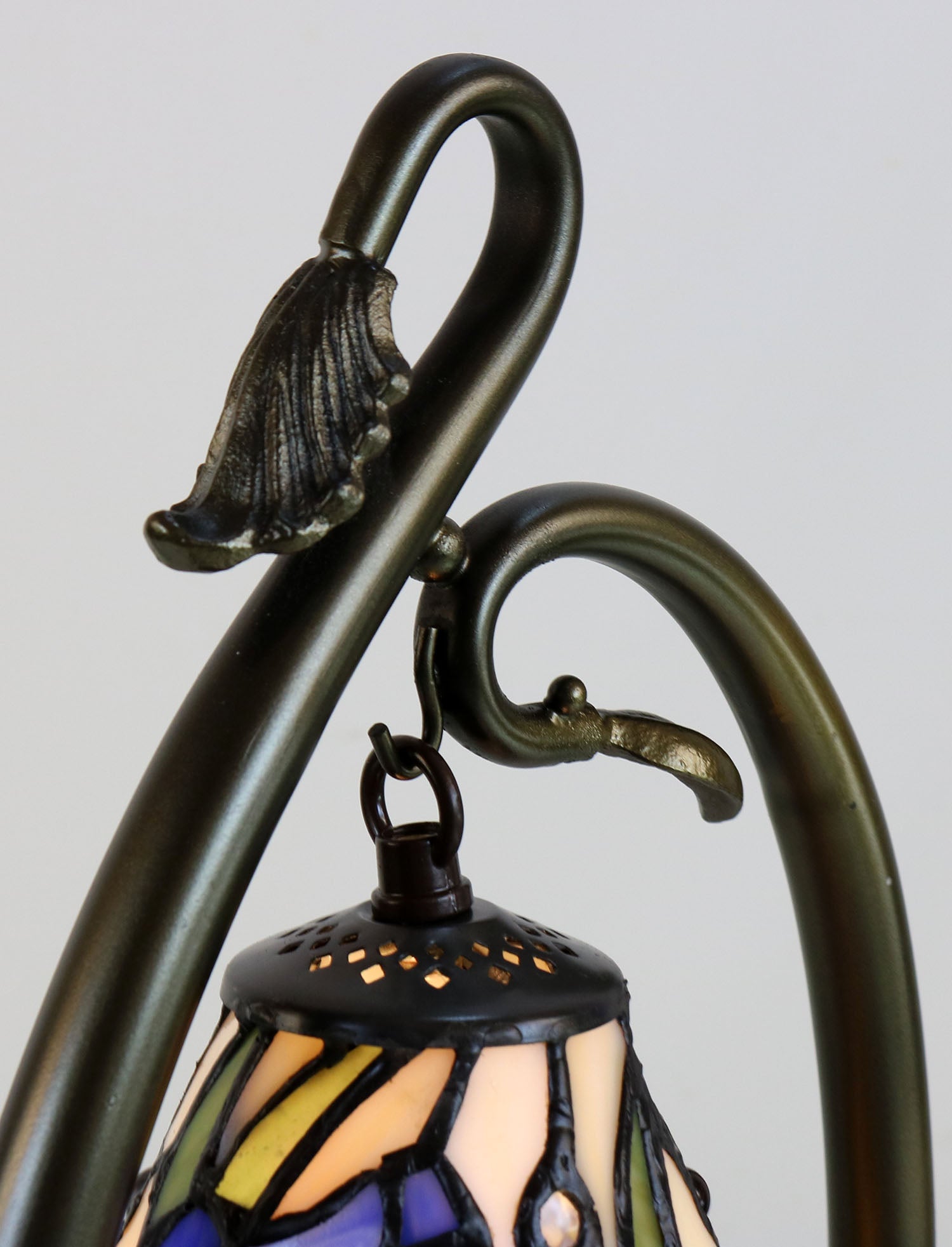 Flower Irises Tiffany Accent Table Lamp With Swan Neck Base