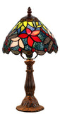 Classical 8" Blue Red Dragonfly Tiffany Mini Table Lamp