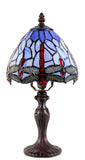 Classical 8" Blue Purple Dragonfly Style Tiffany Mini Table Lamp