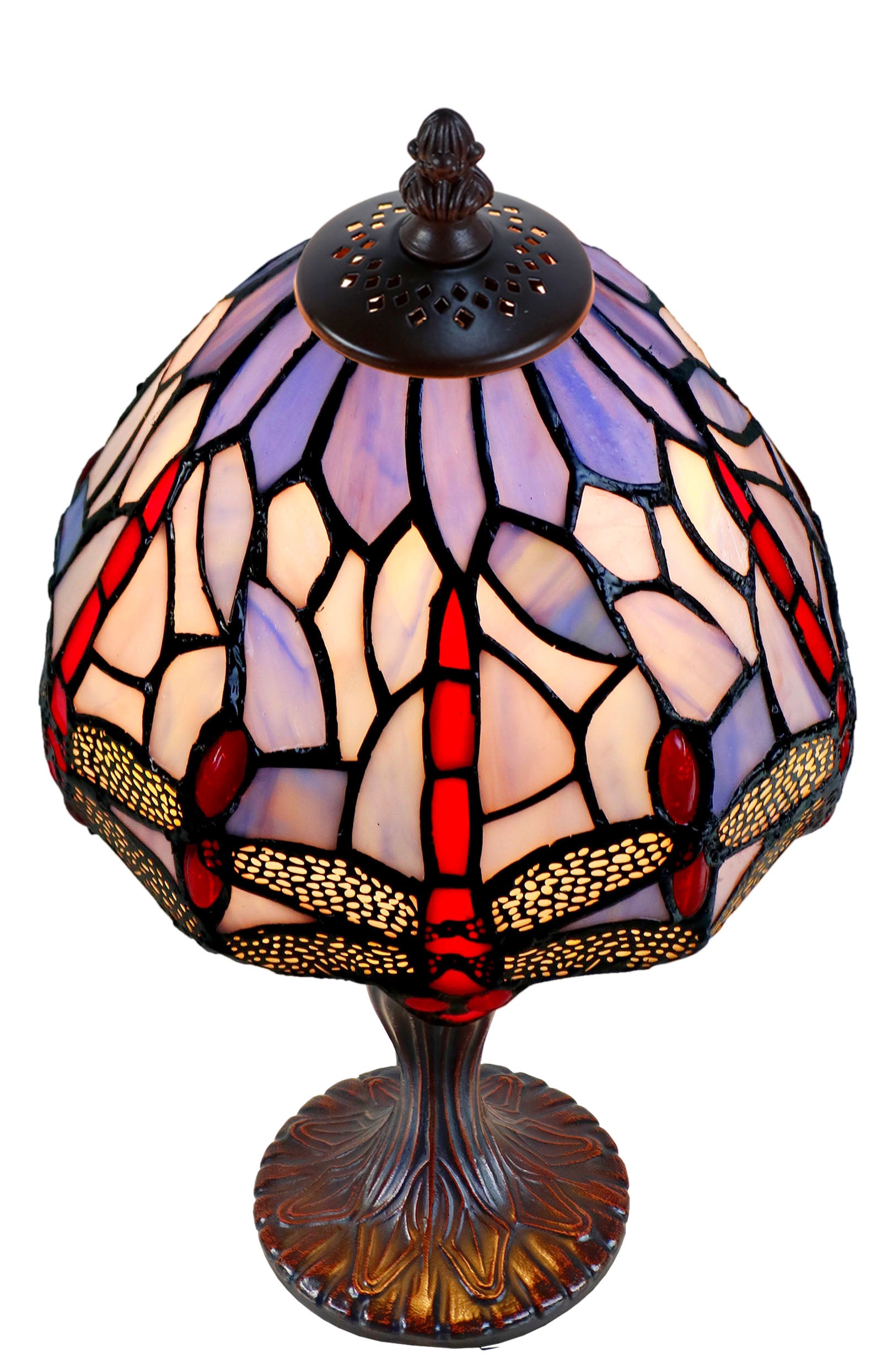 Classical 8" Blue Purple Dragonfly Style Tiffany Mini Table Lamp