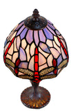 Classical 8" Blue Purple Dragonfly Style Tiffany Mini Table Lamp