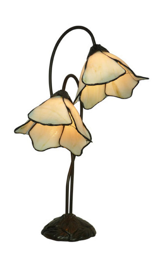 Double Lamp shade Flower Water Lily Style Tiffany Table Lamp*Ivory