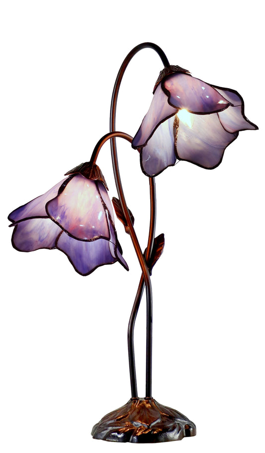 Double Lamp shade Flower  Water Lily Style Tiffany Table Lamp*Blue-Purple
