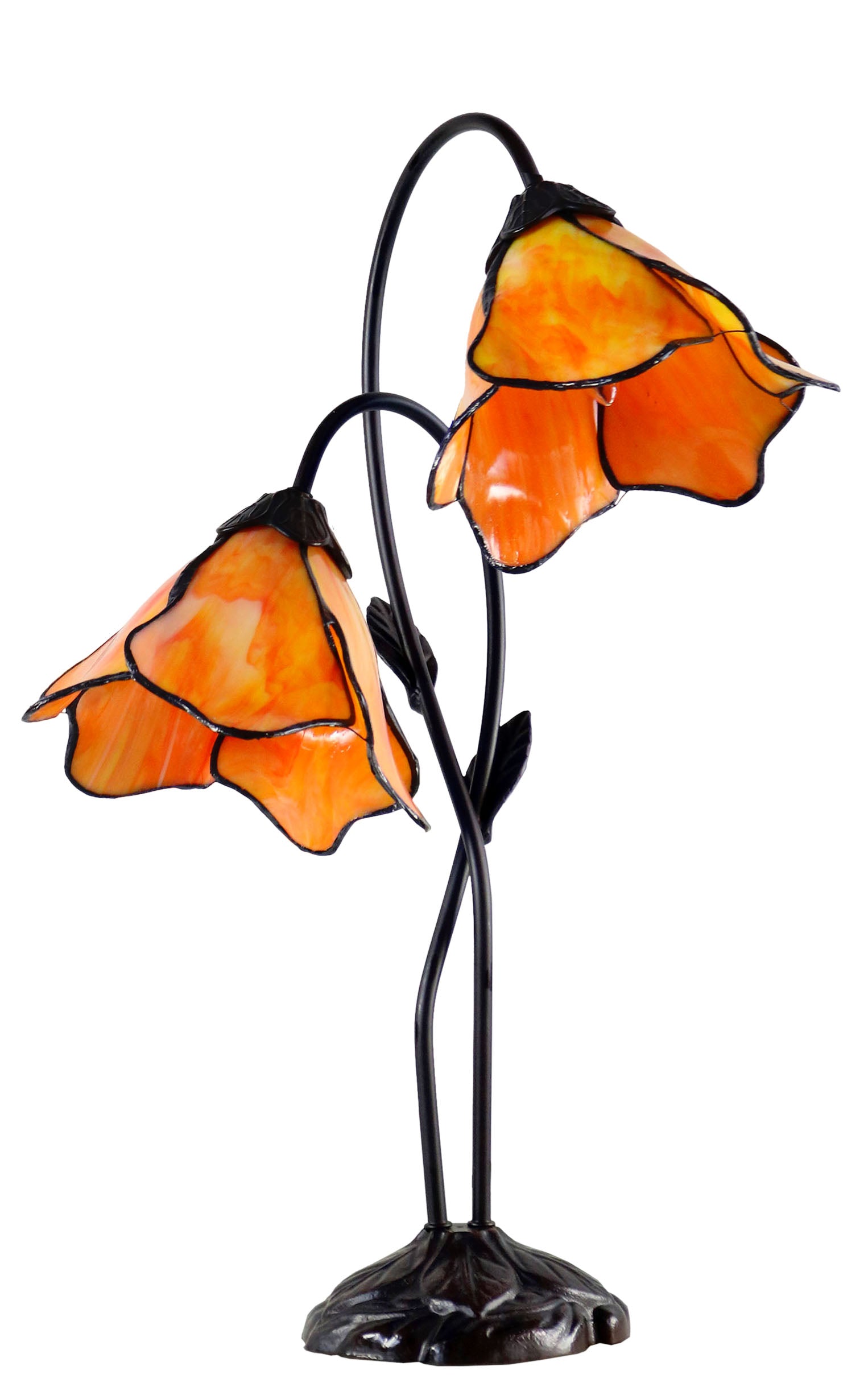 Double Lamp shade Flower  Water Lily Style Tiffany Table Lamp*Orang Gold