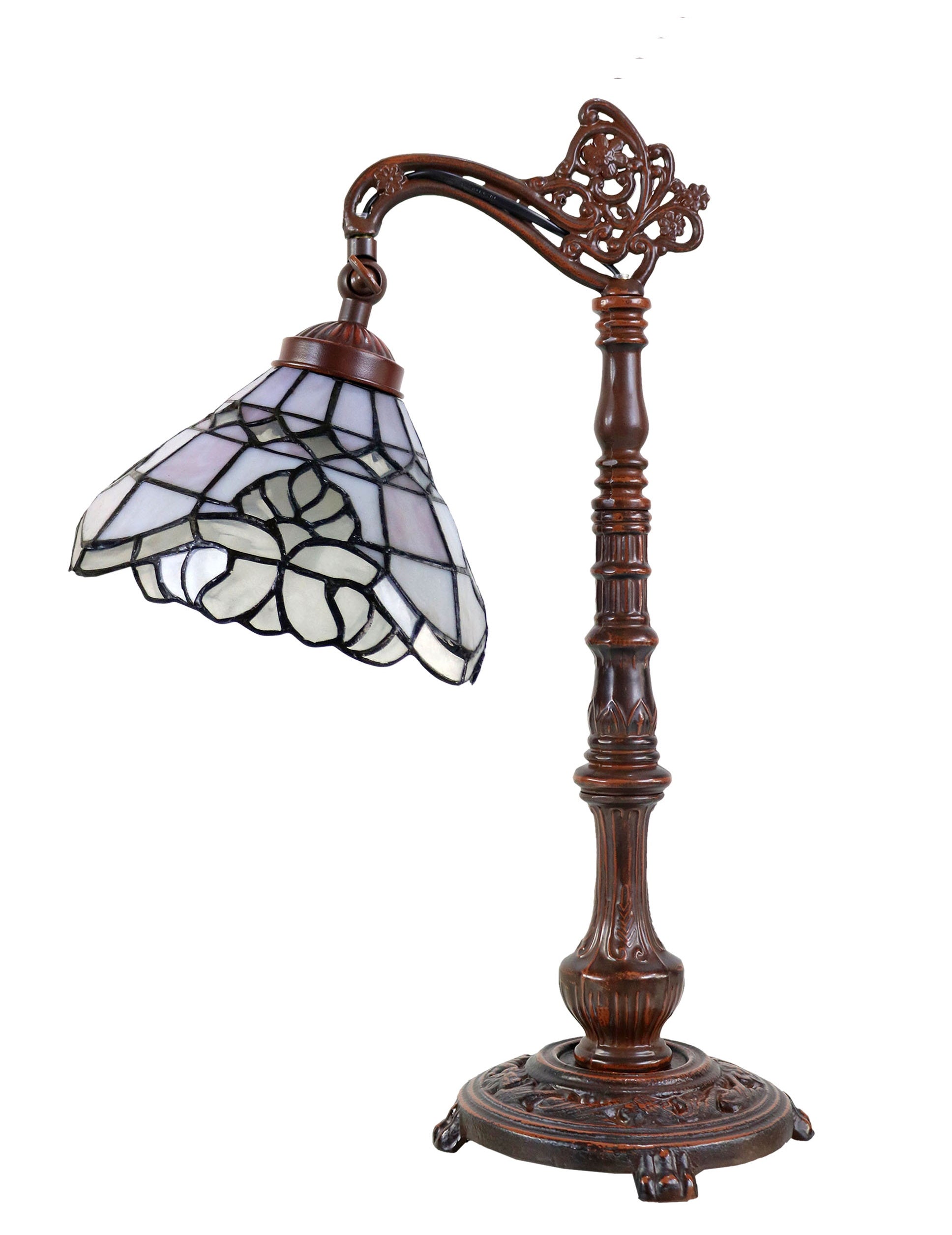 Elegant Leadlight Stained Glass Bridge Arm Vienna  Tiffany  Desk Lamp