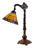 Peacock Style Leadlight Stained Glass Bridge Arm Tiffany  Table Lamp