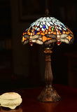 Classical Red and  Blue Dragonfly Style Tiffany Bedside Lamp