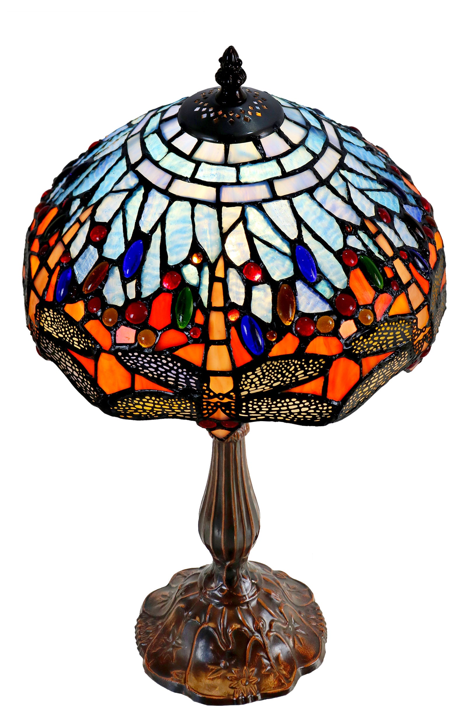Classical Red and  Blue Dragonfly Style Tiffany Bedside Lamp