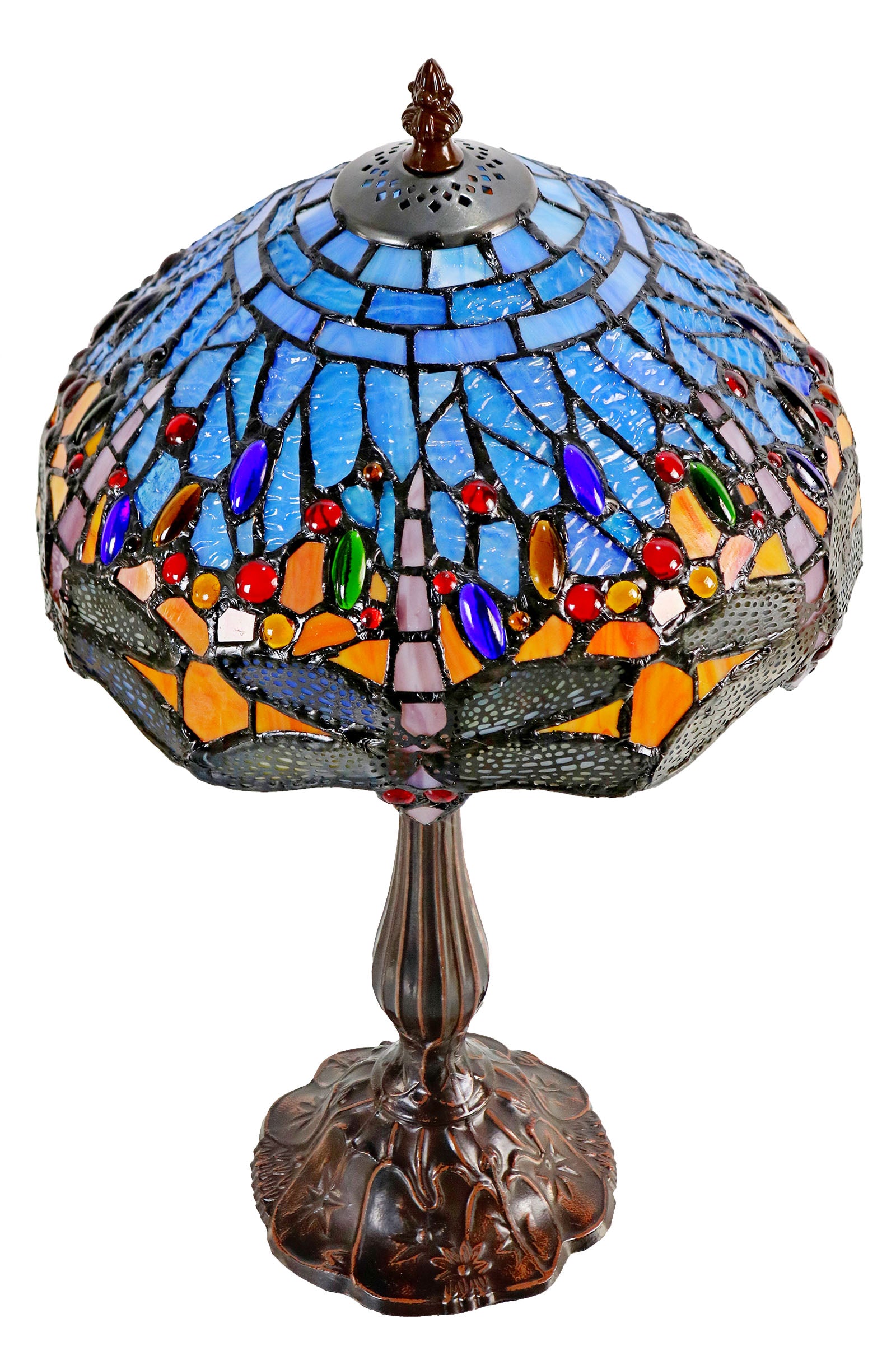 Classical Red and  Blue Dragonfly Style Tiffany Bedside Lamp