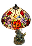 Hannah 12" Rose Butterfly Tiffany Bedside Lamp with Lady  Sculpture Base