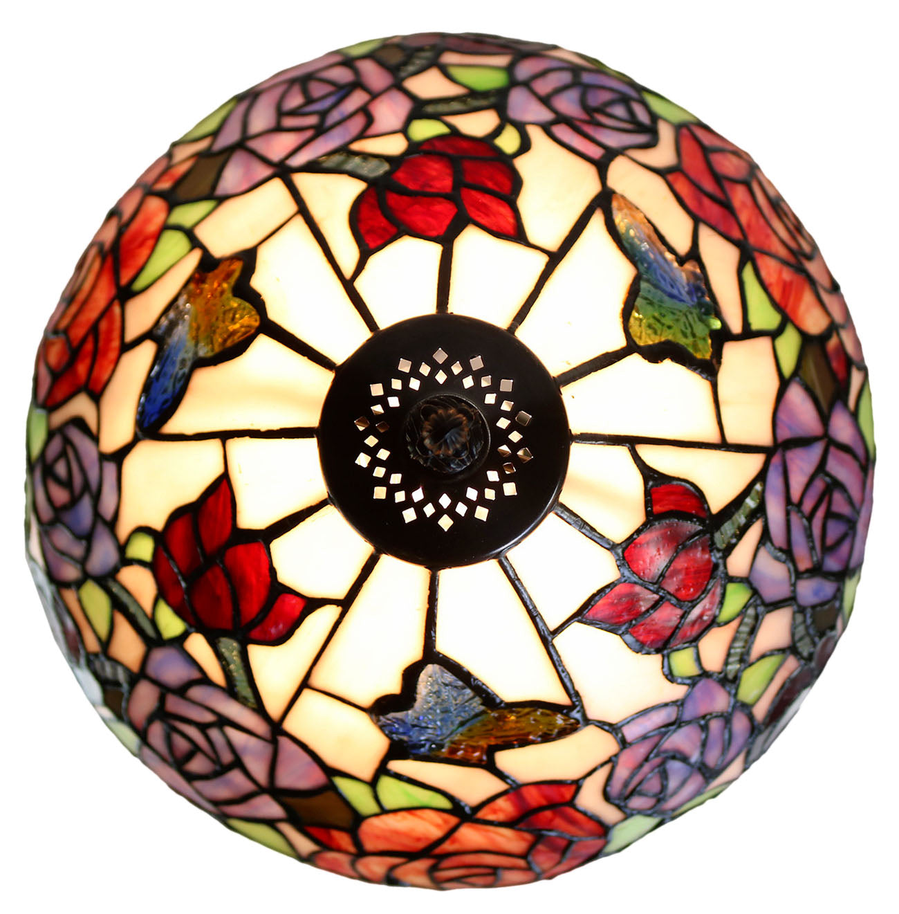 Hannah 12" Rose Butterfly Tiffany Bedside Lamp with Lady  Sculpture Base