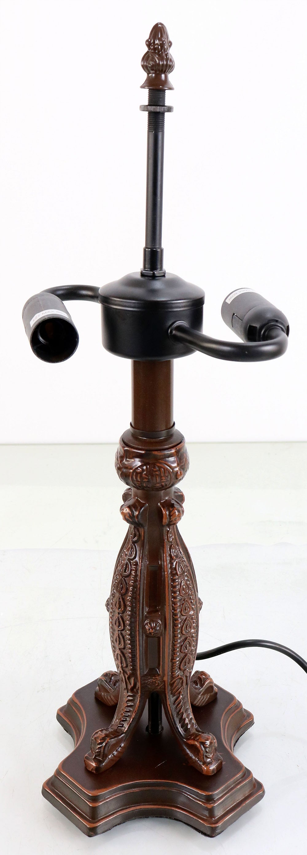 12" Red Dragonfly Style Tiffany Bedside Lamp With Antique Style Metal Base