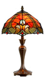 Flowing Color Collection@12" Amor Red Tiffany Bedside Lamp