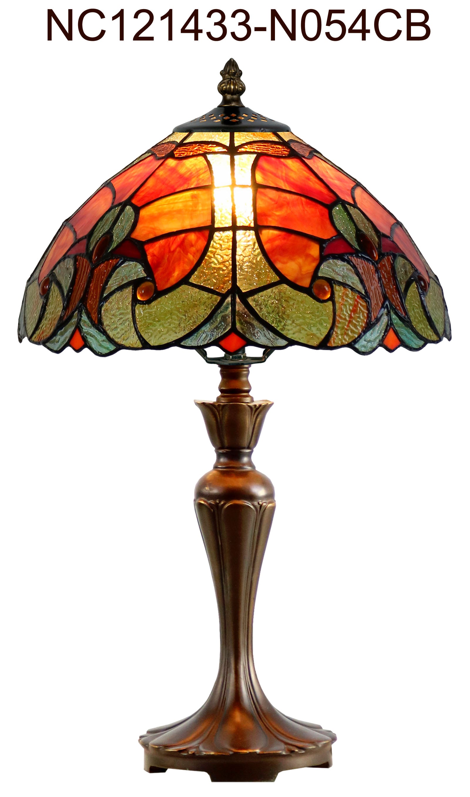 Flowing Color Collection@12" Amor Red Tiffany Bedside Lamp
