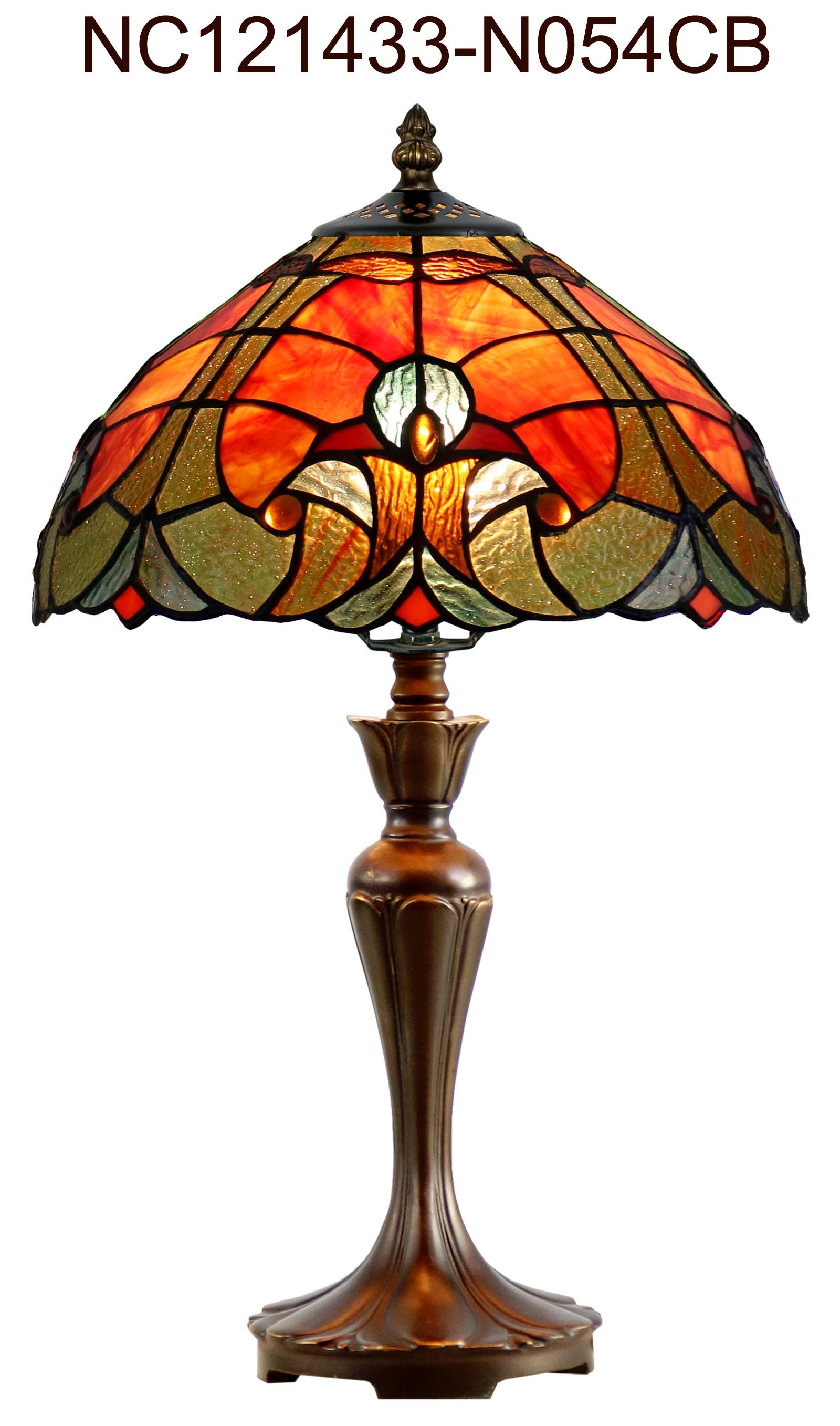 Flowing Color Collection@12" Amor Red Tiffany Bedside Lamp