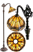 Mission Style Leadlight Stained Glass Bridge Arm Tiffany  Floor Lamp