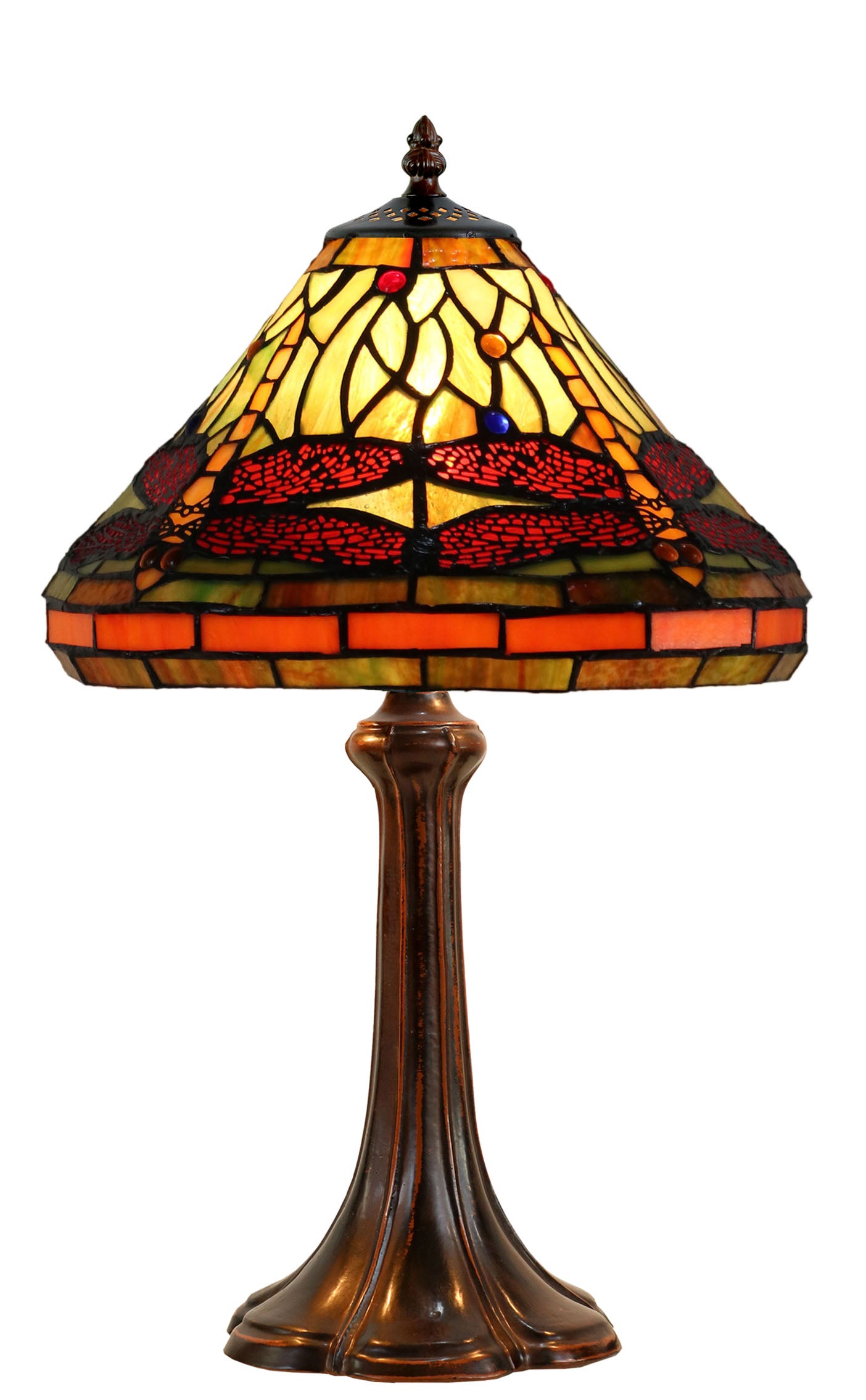 12"  Classical Dragonfly Style Tiffany Bedside Lamp