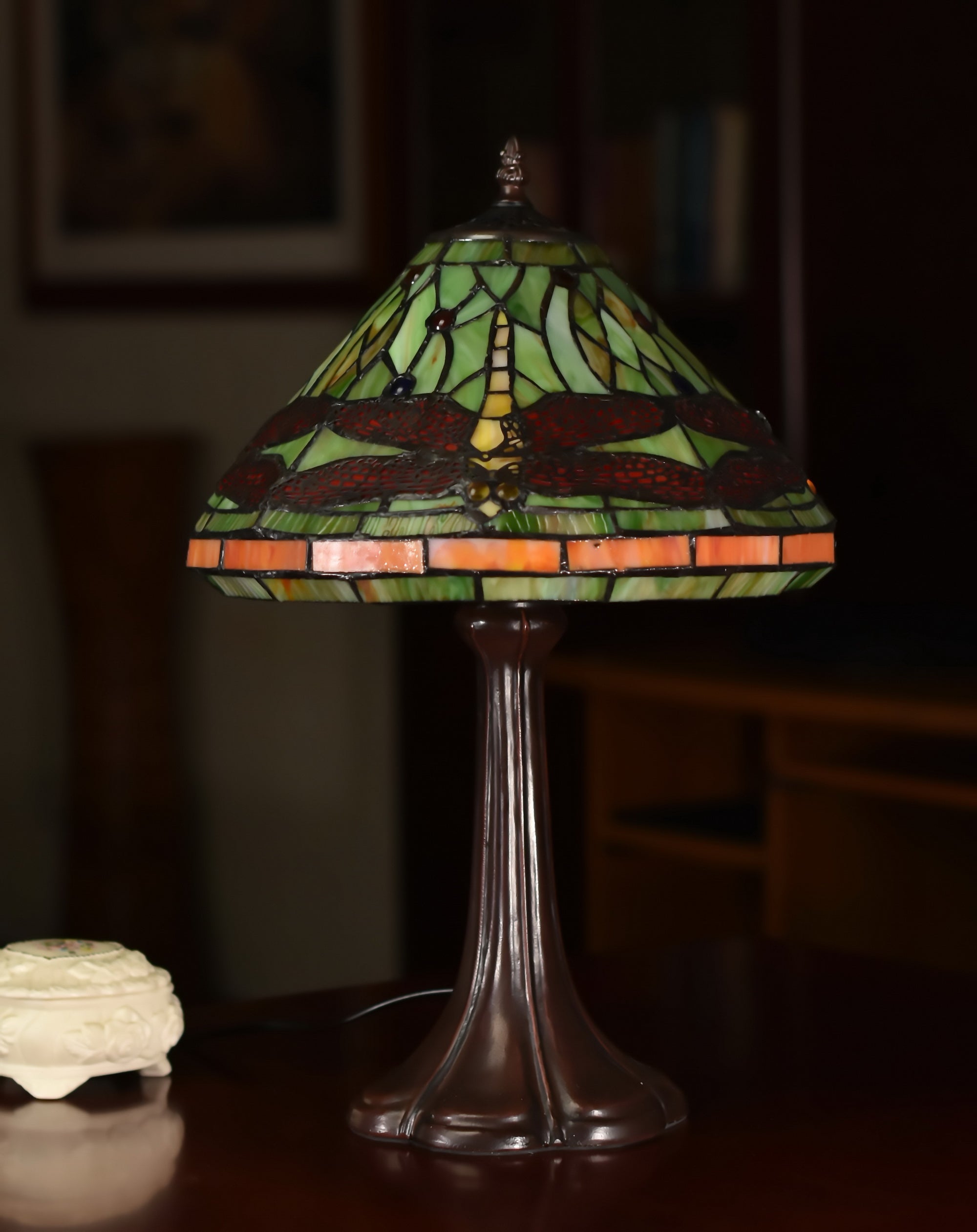 12"  Classical Dragonfly Style Tiffany Bedside Lamp