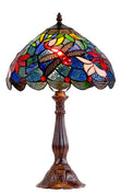 12"Blue Traditional Dragonfly Style Tiffany Bedside Lamp
