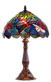 12"Blue Traditional Dragonfly Style Tiffany Bedside Lamp