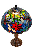 12"Blue Traditional Dragonfly Style Tiffany Bedside Lamp