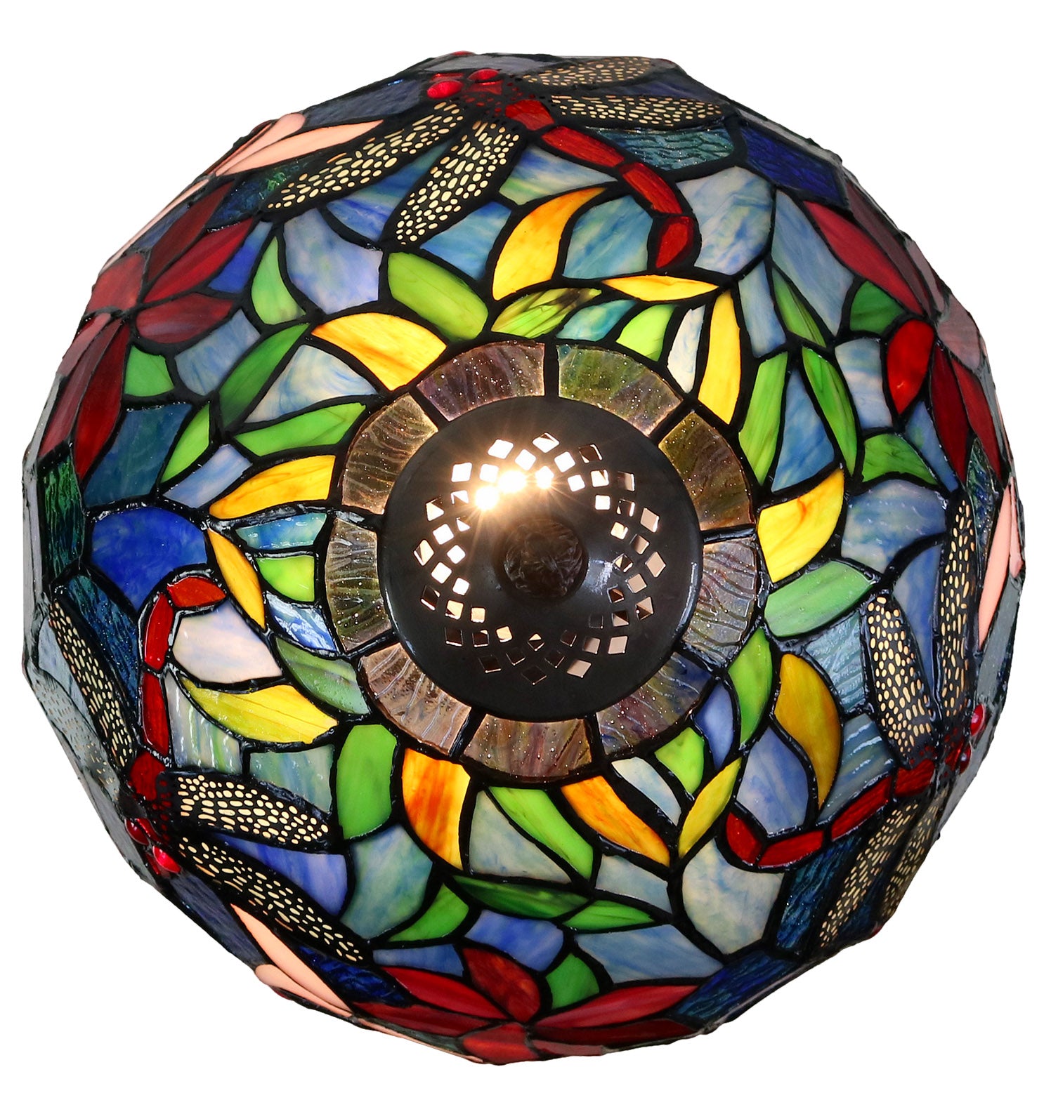 12"Blue Traditional Dragonfly Style Tiffany Bedside Lamp