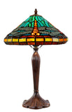 12" Sky  Blue Red Dragonfly Style Tiffany Bedside Lamp