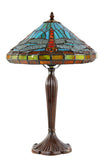 12" Sky  Blue Red Dragonfly Style Tiffany Bedside Lamp
