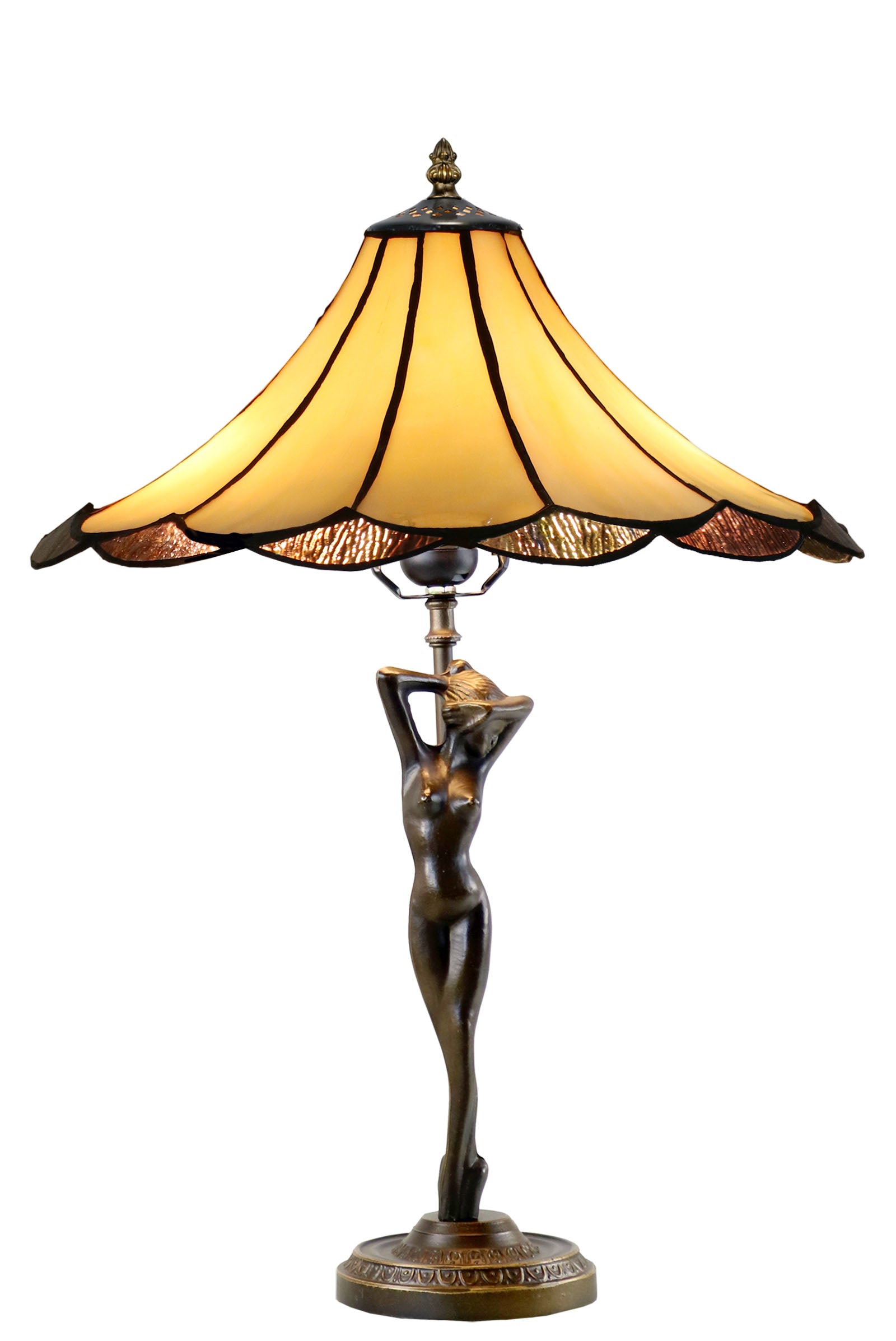 Amazing Umbrella 14" Tiffany Style Stained Glass Figurine Table Lamp