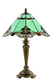 14" Green Jewel Carousel Tiffany Table Bedside Lamp