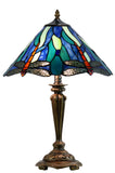 14" Blue Dragonfly Tiffany Bedside Lamp