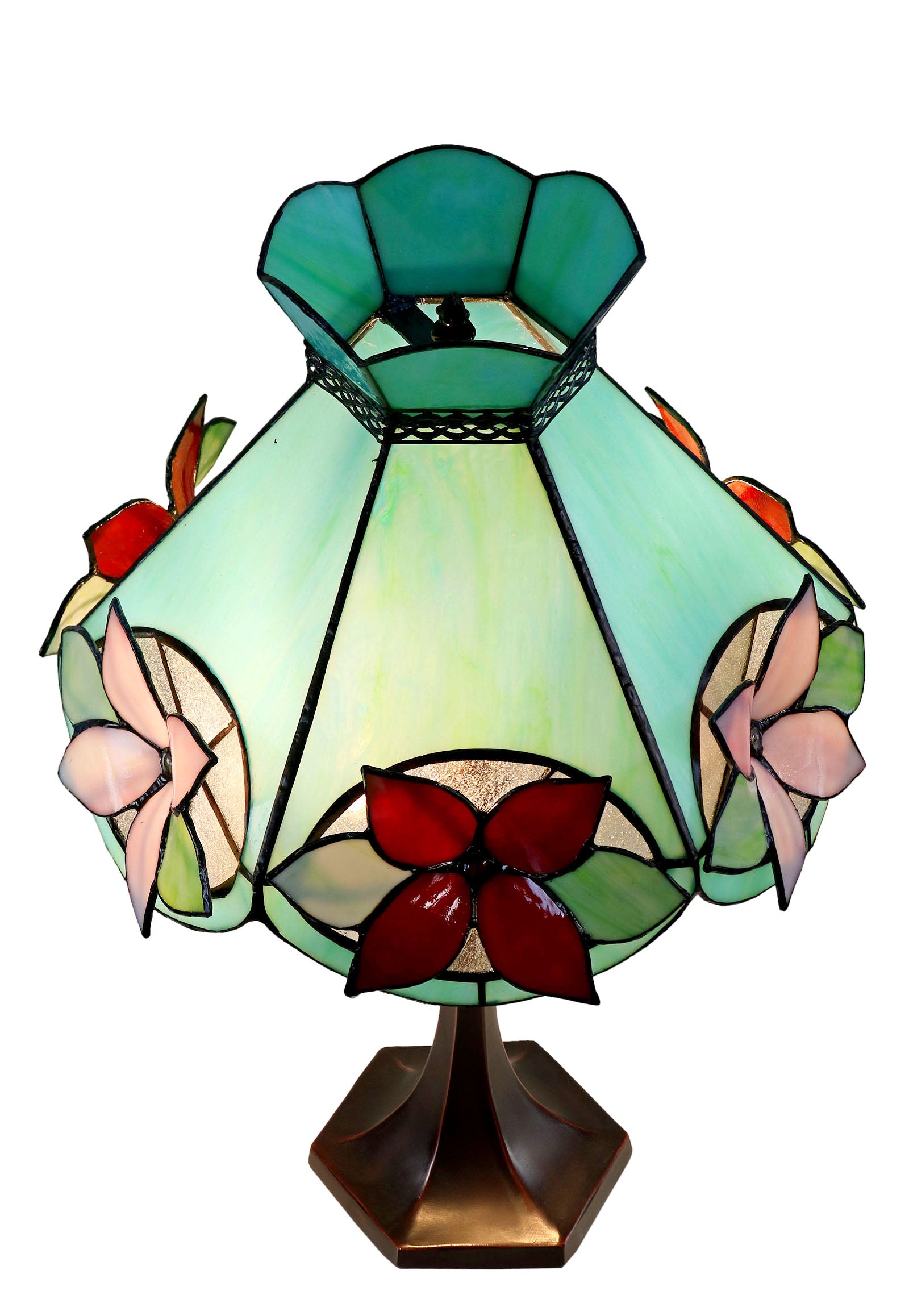 Vintage 14"  Alstroemeria Flower Tiffany Table Lamp