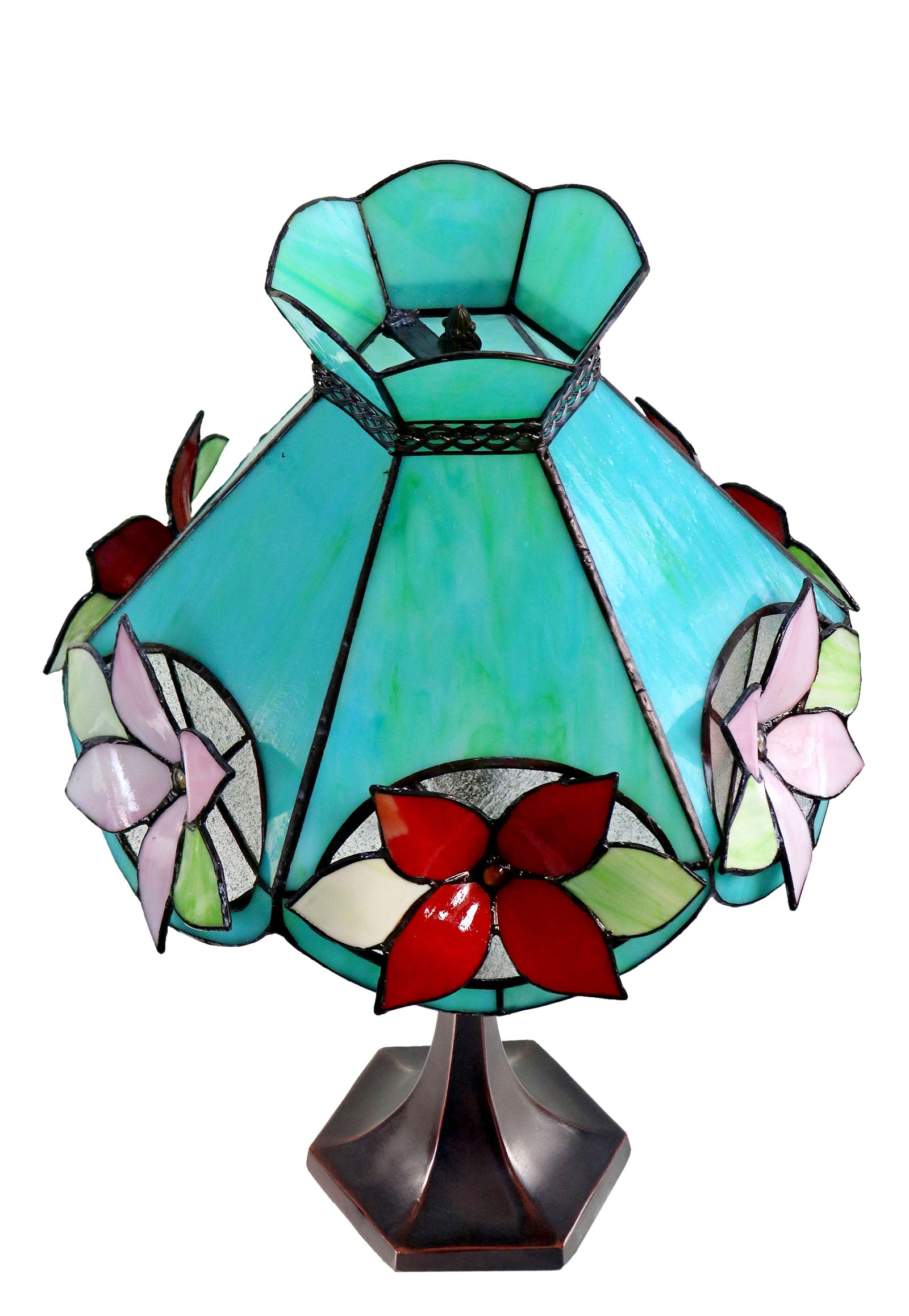 Vintage 14"  Alstroemeria Flower Tiffany Table Lamp