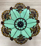 Large 16" Carousel Jadestone Accent Tiffany Lamp Table Lamps-Green