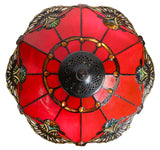 Large 16" Carousel Jadestone Accent Tiffany Lamp Table Lamps-RED