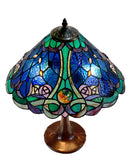 Large 16" Tiffany-style Desert Rose Stained Glass 23-inches High Table Lamp*blue
