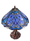 16" Large Blue Ribbon Clover Tiffany Table Lamp