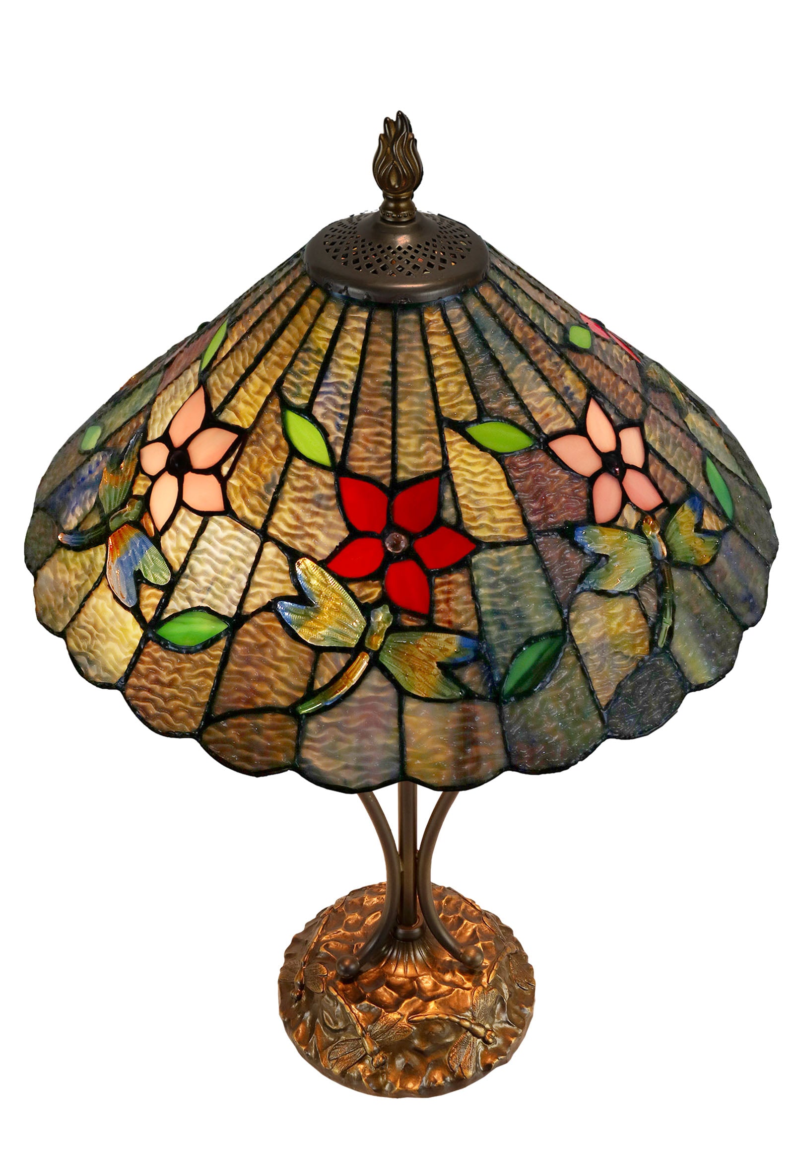 16" Twilight Dragonfly Cypress Vine Tiffany Table Lamp  with Art Décor Base