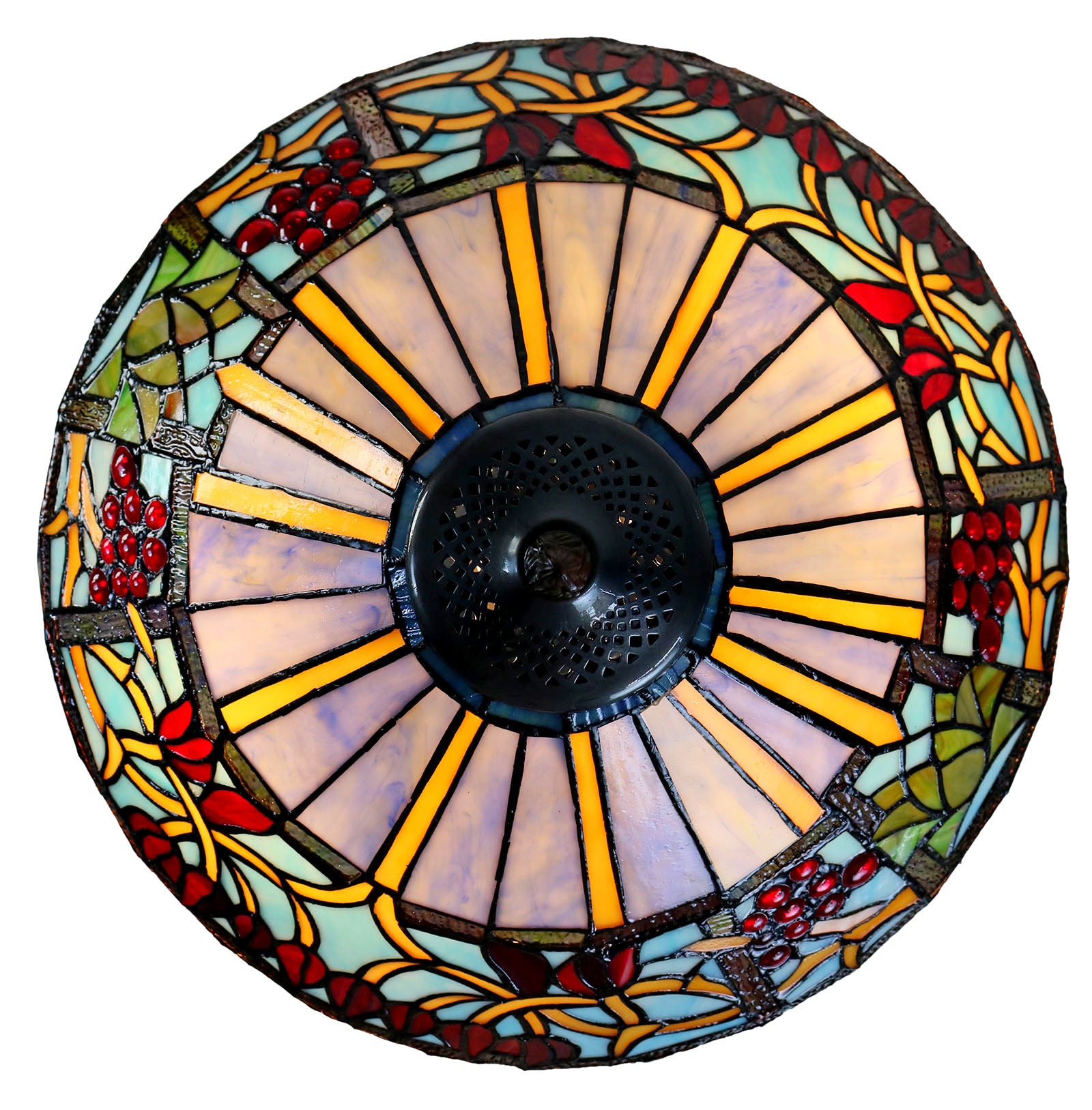 16" Red Fruit Berry Bean Wisteria Tiffany Table Lamp Country and Rustic Style Iron base