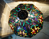 Large Victorian Style Flower Pattern  Stained Glass Tiffany Floor Lamp