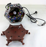 Large 18" Amazing Rose Flower Leaf  Tiffany Table Lamp with Lighted Base