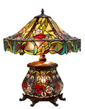 Large 18" Amazing Rose Flower Leaf  Tiffany Table Lamp with Lighted Base
